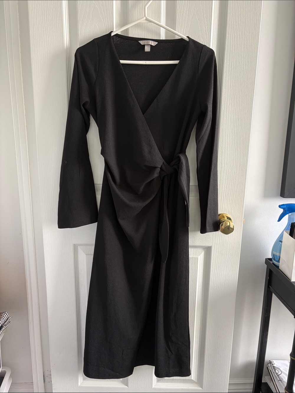Classic Black Wrap Dress with Tie Waist